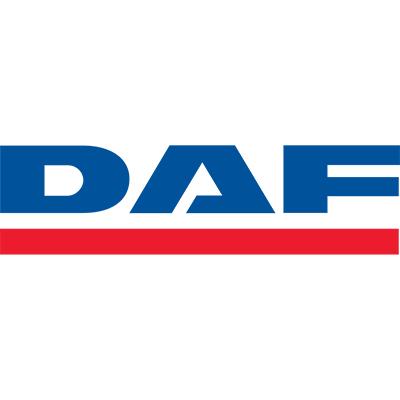 Bold blue capital letters “DAF” with a red underline