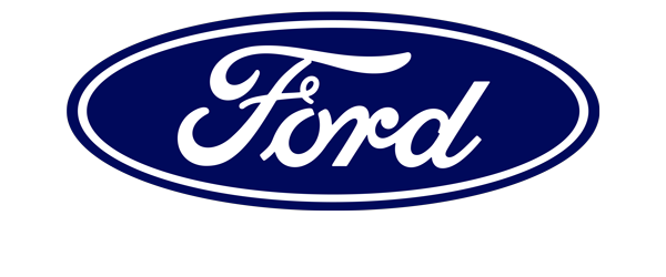 Ford Logo: The word 'Ford' in white script lettering, centered inside a blue oval with a white border.
