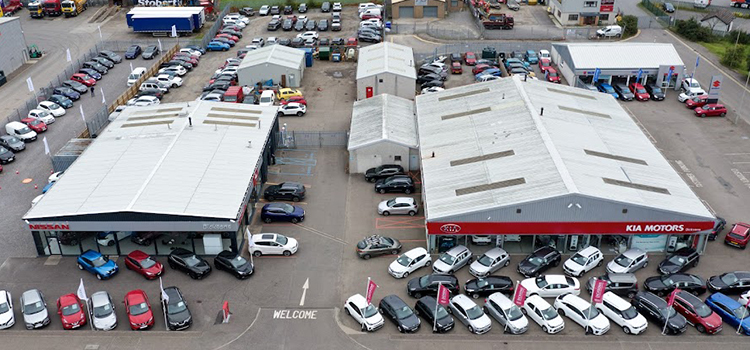 Aerial picture of Dicksons of Inverness Dealership buildings.